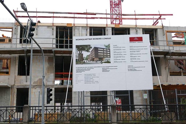 Der Rohbau des Wohnquartiers Weberei C...sehen, ist schon weit fortgeschritten.  | Foto: Peter Gerigk