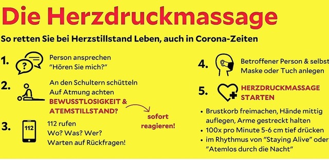 So rettet eine Herzdruckmassage bei He...llstand Leben, auch in Corona-Zeiten.   | Foto: Helios-Rosmann-Klinik