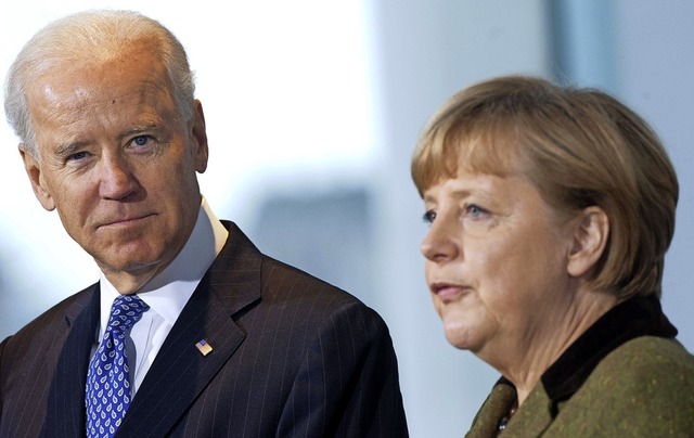 Amerikas nchster Prsident?: Joe Biden mit Bundeskanzlerin Angela Merkel  | Foto: Maurizio Gambarini (dpa)