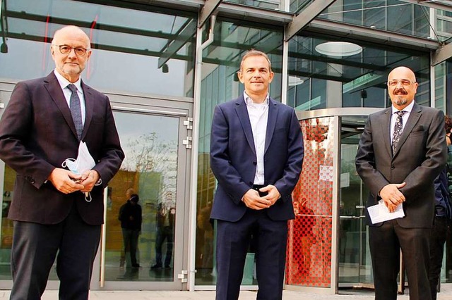 Rektor Winfried Lieber, Gastredner  Ma...iller und Bernd Delakowitz (von links)  | Foto: Hochschule Offenburg