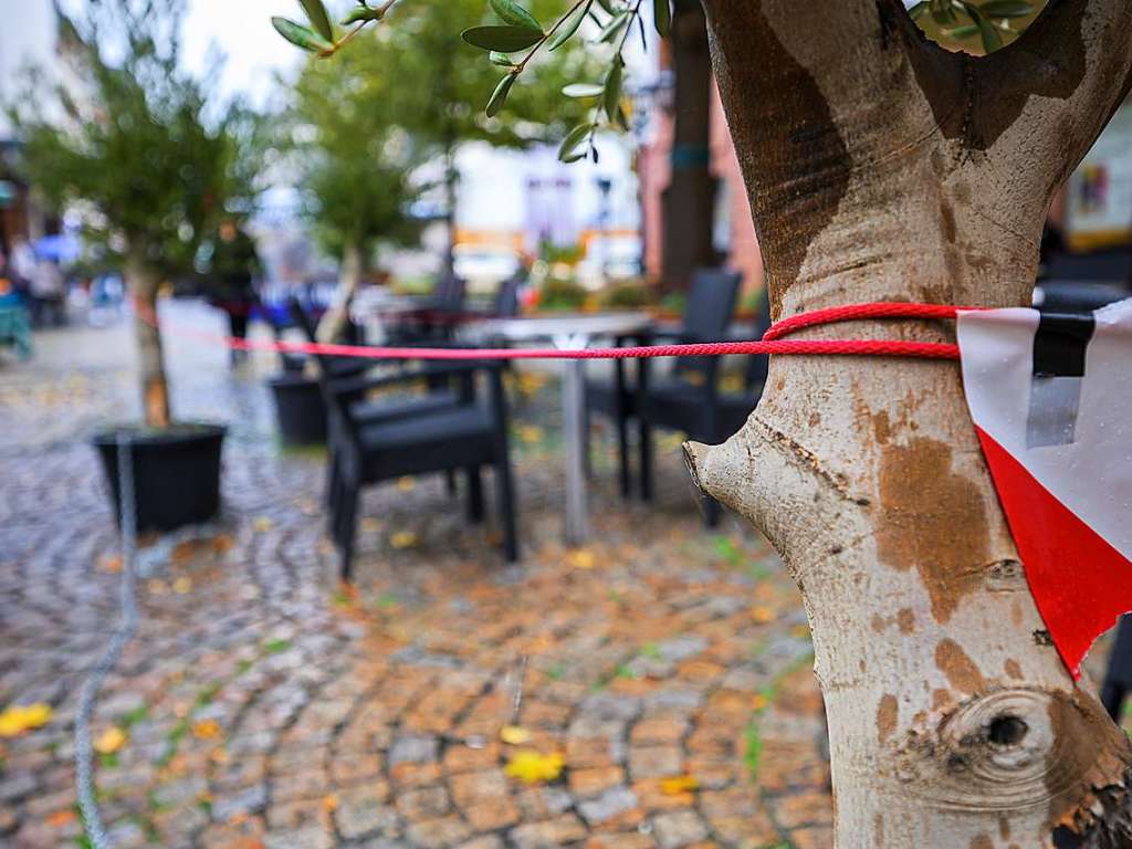 Der Auenbereich einer Gaststtte in Mainz ist gesperrt.