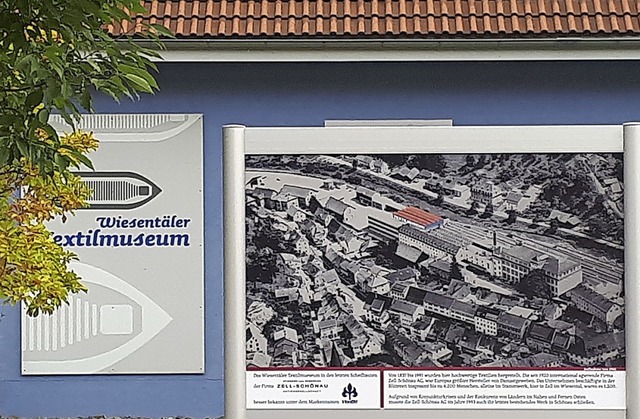 Die neue Tafel zeigt die Gre des ein...enen Shed-Bauten mit dem Textilmuseum.  | Foto: Andreas Mller