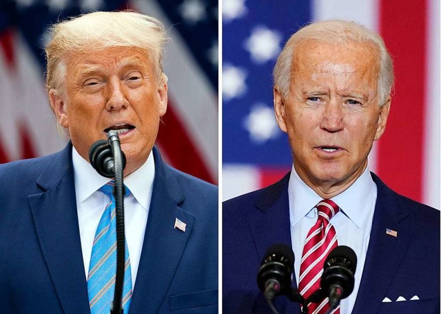 Links US-Prsidenten Donald Trump (Rep...ntschaftskandidat Joe Biden (Demokrat)  | Foto: Evan Vucci, Patrick Semansky (dpa)