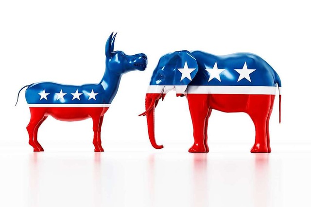 In den USA steht der Esel steht fr De...Elefant die Republikaner symbolisiert.  | Foto: Destina - stock.adobe.com