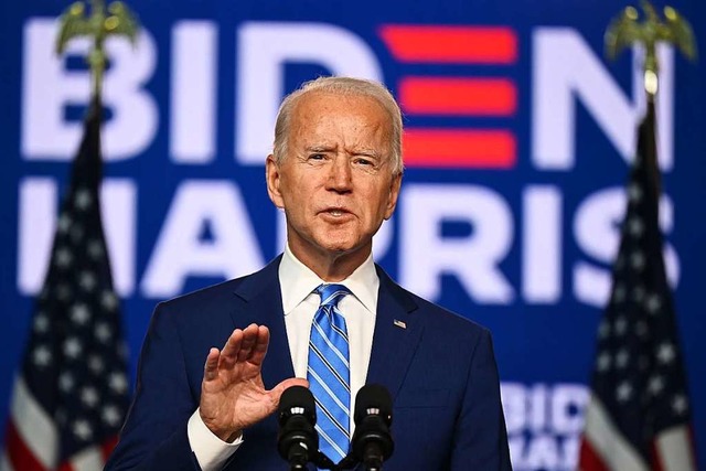 Joe Biden bei seiner Rede am Mittwoch ...ie Stimmauszhlung beendet ist.&#8220;  | Foto: JIM WATSON (AFP)