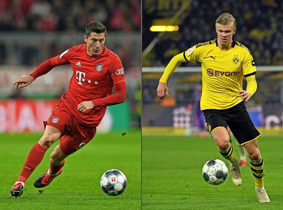 Dortmund gegen Bayern ist auch das Due...and (rechts) gegen Robert Lewandowski.  | Foto: CHRISTOF STACHE, INA FASSBENDER (AFP)