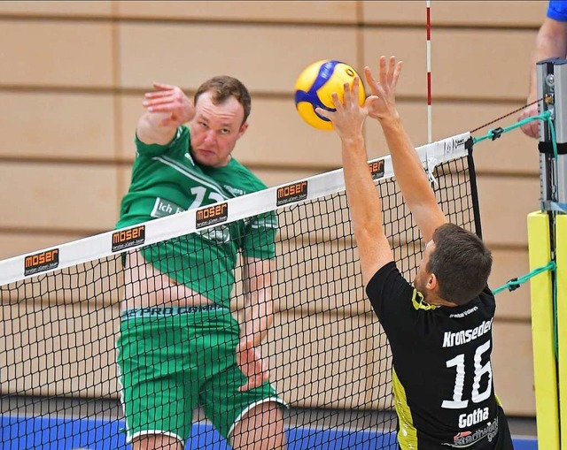 Zwei Stze lang waren FT-Kapitn Marcu...Volleys Gotha mehr als nur ebenbrtig.  | Foto: Achim Keller