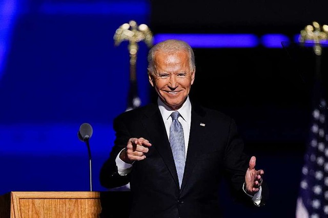 Joe Biden betont in seiner ersten Rede... Prsident aller Amerikaner sein will.  | Foto: Andrew Harnik (dpa)