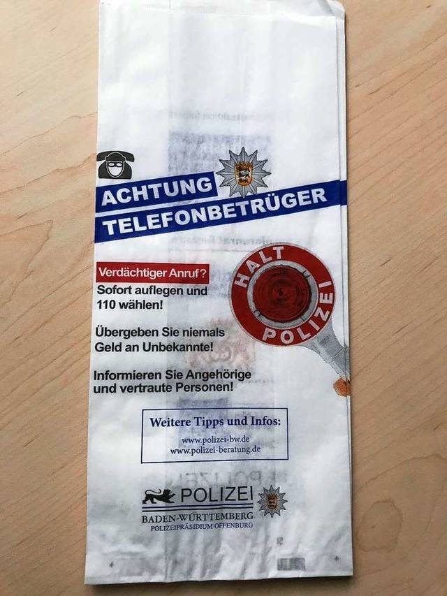 Solche Tten  mit Warnhinweisen werden verteilt.  | Foto: Polizeiprsidium Offenburg