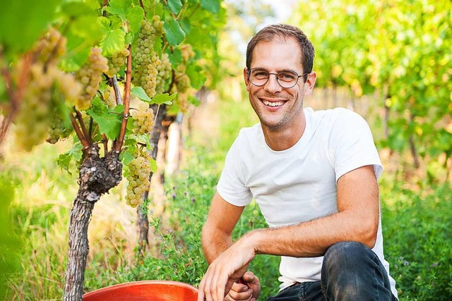 Weinbau ist fr  Dominik Ernst  Handarbeit.  | Foto: Alexander Ziegler