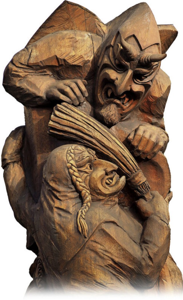 Hexe und Teufel sind die beherrschende...uren des Kirchzartener Narrenbrunnens.  | Foto: Markus Donner