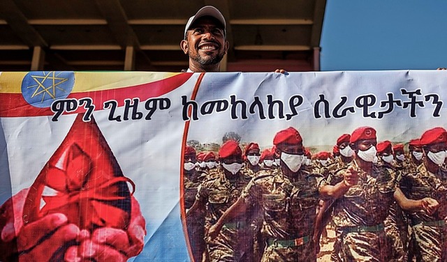 In Addis Abeba wird geworben, Blut fr kmpfende Truppen zu spenden.  | Foto: EDUARDO SOTERAS (AFP)