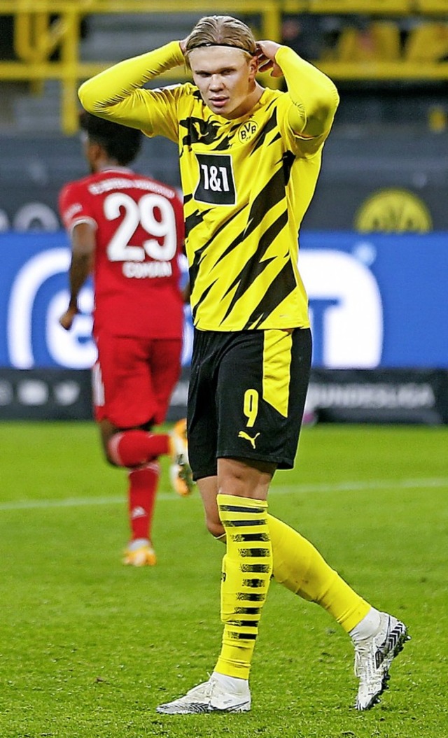 Der norwegische BVB-Strmer Erling Haaland  | Foto: LEON KUEGELER (AFP)