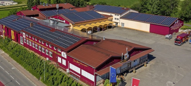Auf dem Dach der Winzergenossenschaft wurden 1903 Photovoltaik-Module montiert.  | Foto: Erste Markgrfler Winzergenossenschaft Schliengen-Mllheim eG