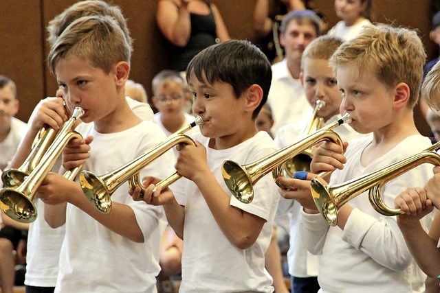 Kinder fr Musik begeistert: Das Foto ...Da Capo-Auffhrung aus dem Jahr 2018.   | Foto: Eva Korinth