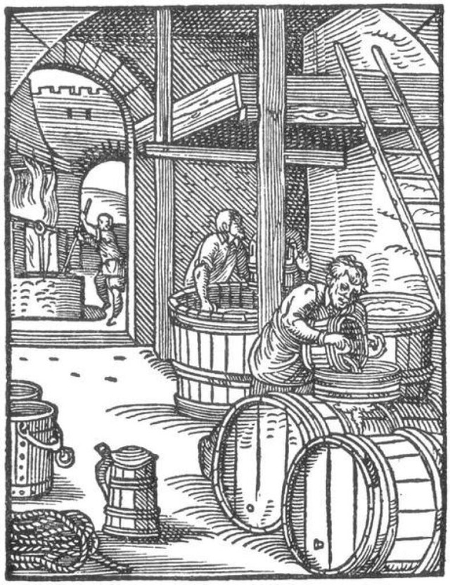Biersieder auf einem Holzschnitt von Jost Ammann (1539-1591).  | Foto: Archiv