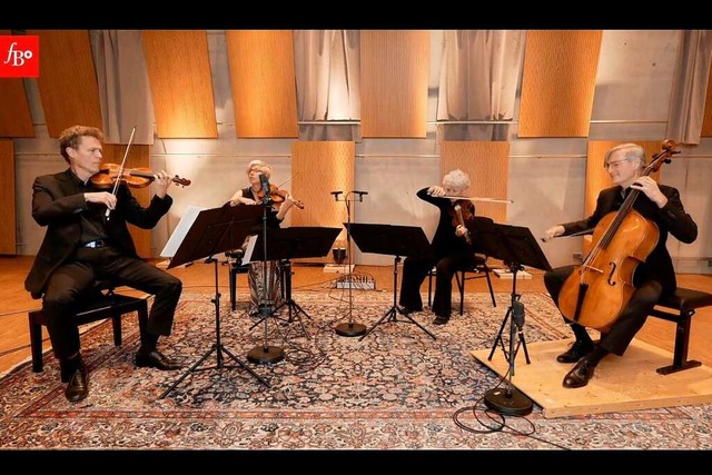 Das herausragende Streichquartett des ...m Klick zuhause auf dem Sofa genieen.  | Foto: inFreiburgzuhause - Freiburger Barockorchester