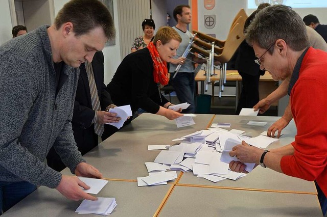 Die Auszhlung bei der Brgermeisterrwahl 2013  | Foto: Ulrike Derndinger