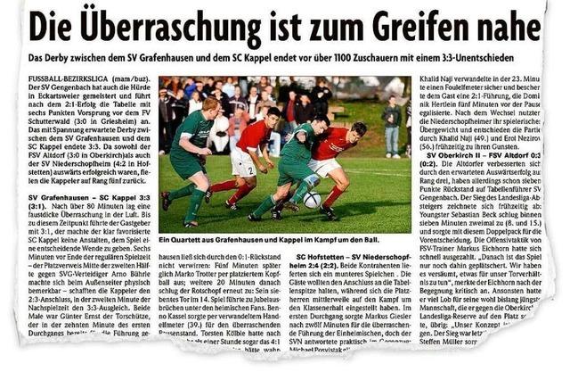 Ein Leckerbissen für 1152 Fans: Das Derby zwischen dem SV Grafenhausen und dem SC Kappel