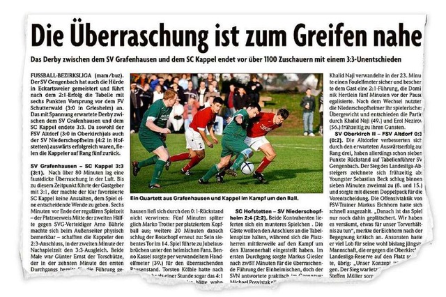 Der Blick in die Bezirksliga: Die BZ vom 7. November 2005.  | Foto: BZ