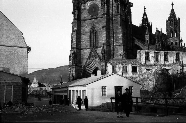Behelfsbauten in der Nhe des Mnsters, vermutlich im Mrz 1950.  | Foto: Willy Pragher (Landesarchiv Ba-W)