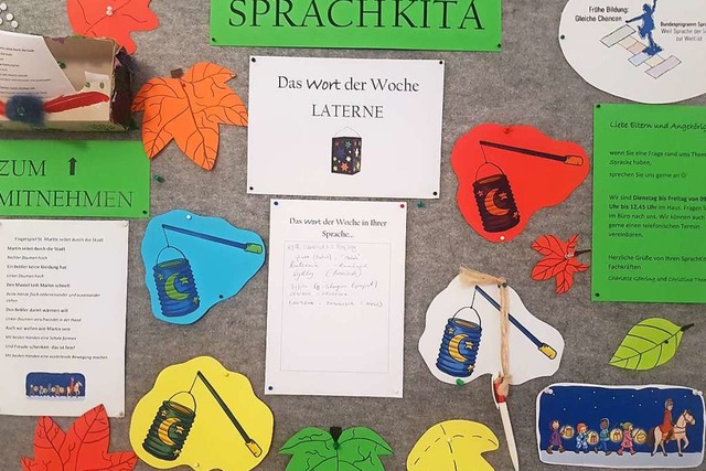 Gelebte Sprachenvielfalt &#8211; eine Infotafel in der Umkircher Kita.  | Foto: Valerie Brodbeck