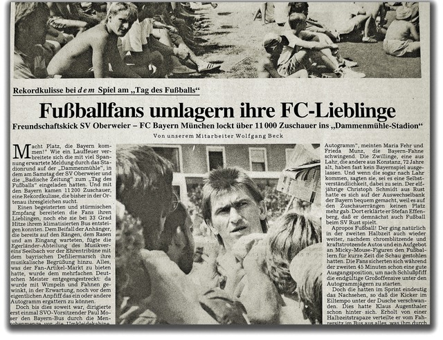 Die BZ vom 30. Juli 1990: Der groe Auftritt der groen Bayern.  | Foto: bz