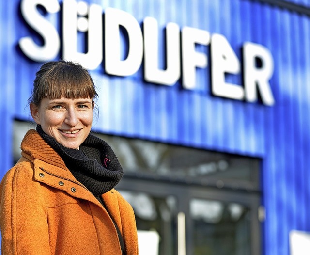 Nelly Winterhalder vor dem Freiburger Sdufer  | Foto: Michael Bamberger