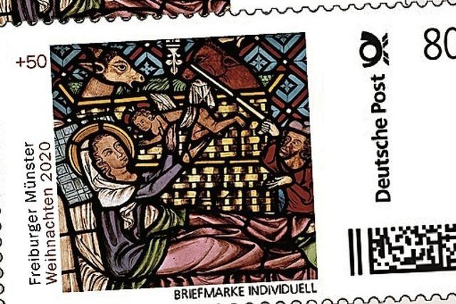 Das Schmiedefenster des Freiburger Mnsters ziert die Briefmarke zu Weihnachten