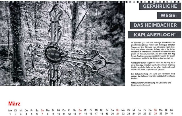 Das Kaplanerloch in Heimbach findet in...e des Teninger Kalenders seinen Platz.  | Foto: Maik Uhling