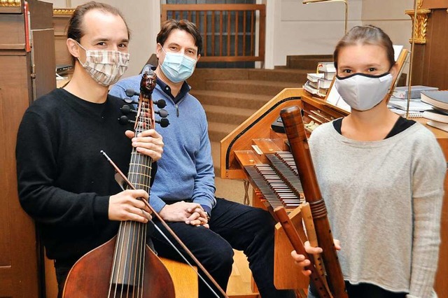 Martin Jantzen (links), Johannes Menke...en den musikalischen Teil der Andacht.  | Foto: Daniel Gramespacher