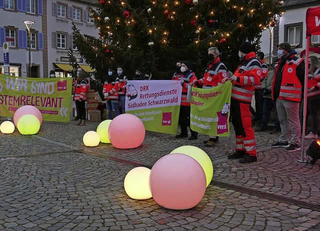 Auf ihre Systemrelevanz machten Besch...n bei einer Protestaktion aufmerksam.   | Foto: Michael Strter