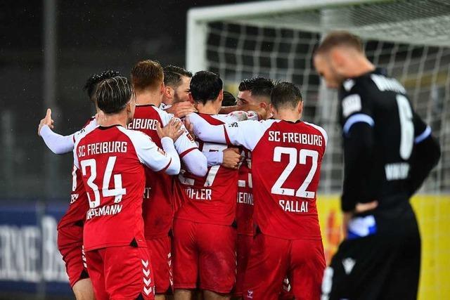 Geschafft! Der SC Freiburg gewinnt ein zhes Spiel gegen Arminia Bielefeld