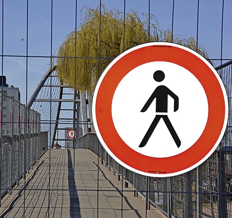 Kein Durchkommen &#8211; auch die Dreiländerbrücke ist gesperrt.  | Foto: Hannes Lauber