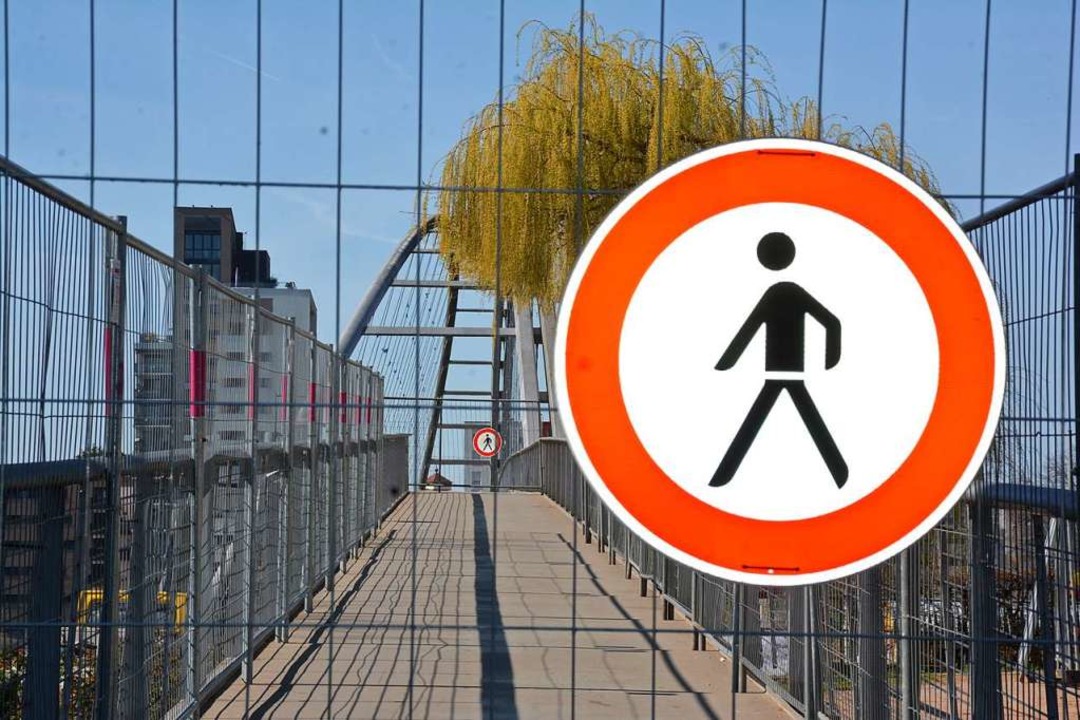 Kein Durchkommen &#8211; auch die Dreilnderbrcke ist gesperrt.  | Foto: Hannes Lauber