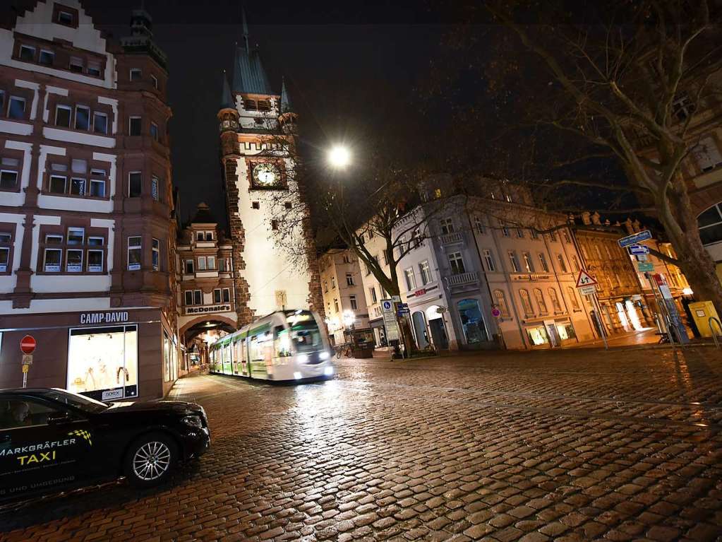 Stille Nacht in Freiburgs Altstadt an Silvester 2020/2021.