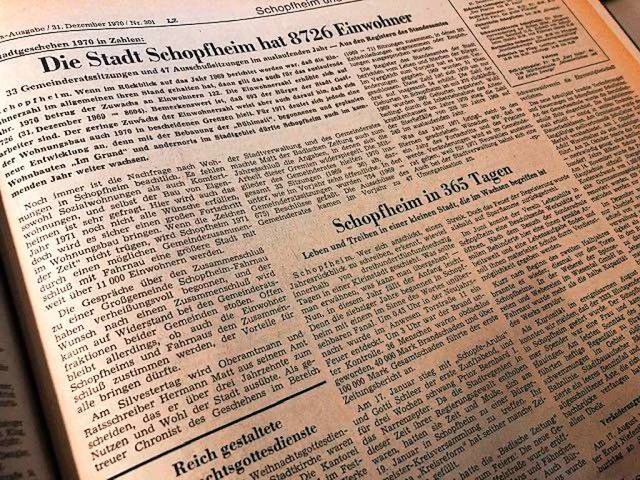 Die Schopfheimer BZ-Seite vom 31. Dezember 1970.  | Foto: Nicolai Kapitz