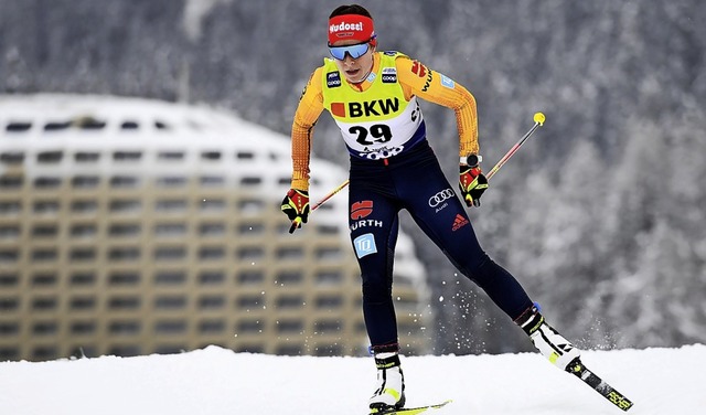 Deutsche Hoffnungstrgerin bei der Tour de Ski: Katharina Hennig  | Foto: Gian Ehrenzeller (dpa)