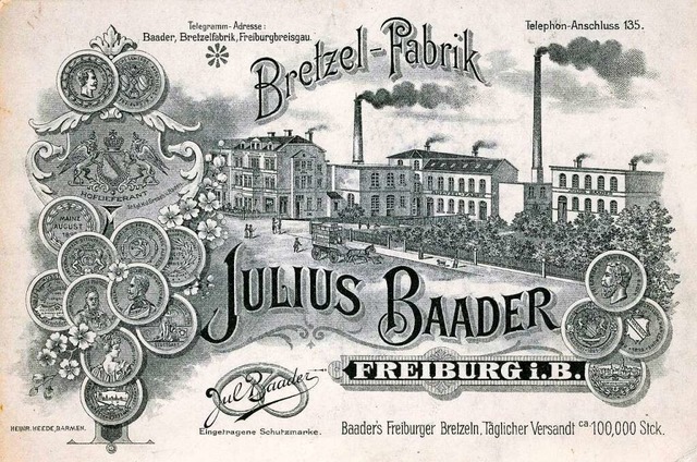Eine Werbekarte der Brezel-Fabrik Juli...der Basler Strae in der Zeit um 1900.  | Foto: Archiv Manfred Gallo