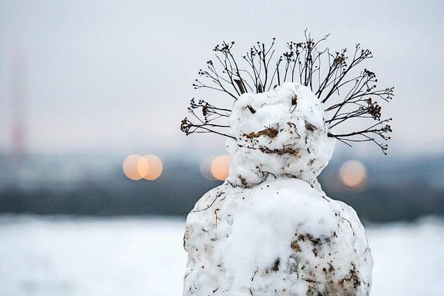 Ein Schneemann mit Coronafrisur?  | Foto: Christophe Gateau (dpa)