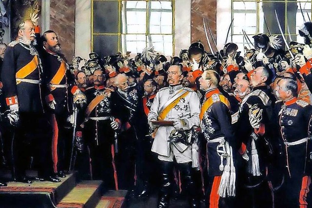 Wilhelm I. wird zum deutschen Kaiser a...m ist Otto von Bismarck hervorgehoben.  | Foto: Mussen Nord / Bismarck Museum