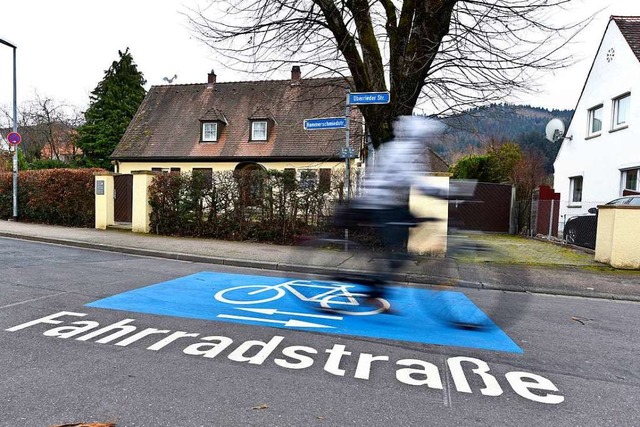 So sind Fahrradstraen fr die Verkehrsteilnehmer kenntlich gemacht.  | Foto: Thomas Kunz