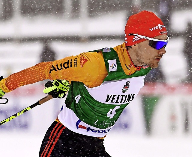 Auf der Schanze solide, auf der Skatin... glcklos: Kombinierer Fabian Riele    | Foto: MARKKU ULANDER (AFP)