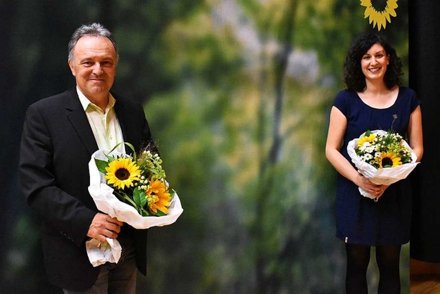 Josha Frey und Sarah Hagmann kandidier...1 fr die Grnen im Wahlkreis Lrrach.  | Foto: Thomas Loisl Mink