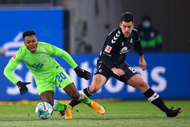 Baptiste Santamaria kehrte nach auskurierter Verletzung das Freiburger Spiel.  | Foto: Swen Pfrtner (dpa)