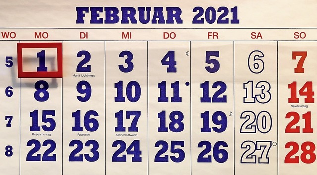 Was fr ein schnes Kalenderblatt &#8211; der heute beginnende Februar  | Foto: Jan Woitas (dpa)