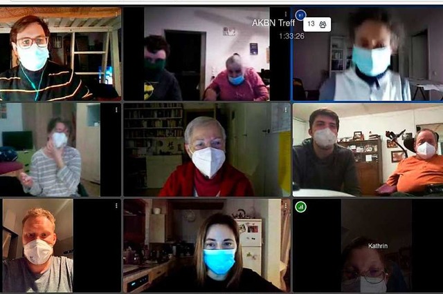 Den Screenshot von ihrer Video-Konfere... Appell zum konsequenten Maskentragen.  | Foto: privat