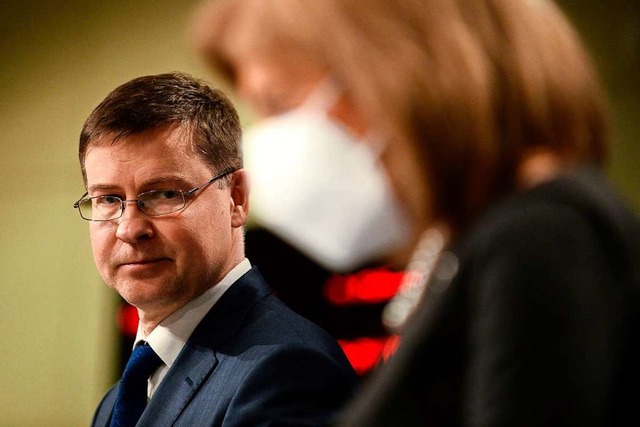 EU-Handelskommissar Valdis Dombrovskis  | Foto: JOHANNA GERON (AFP)