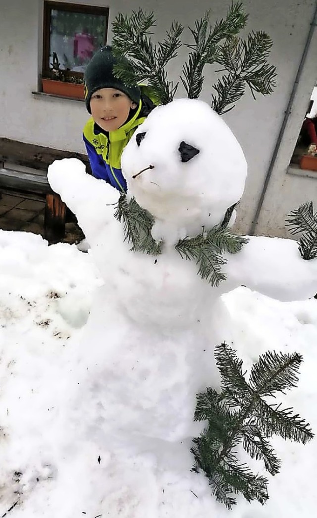 Marvin hat seinen Schneemann schon eingereicht.   | Foto: Eva Korinth