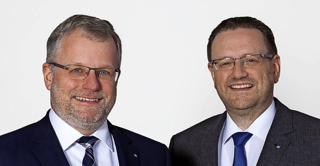 Klaus-Dieter Ritz und Thomas Hintermeier (von links)  | Foto:  privat, Volksbank Hochrhein